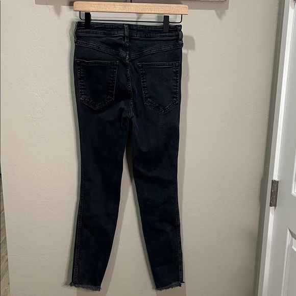 We The Free People Jeans Skinny Slim Vintage Black Raw Hem Fray - Picture 15 of 15